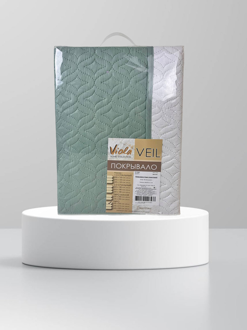 Покрывало окантованное микрофибра Viola, ПМ-109, белый/мята