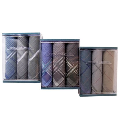 Платки носовые мужские подарочные упак 3шт. Пд34