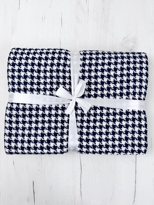 Плед Марокко с бахромой Влади, белый/ темно-синий, Chanel