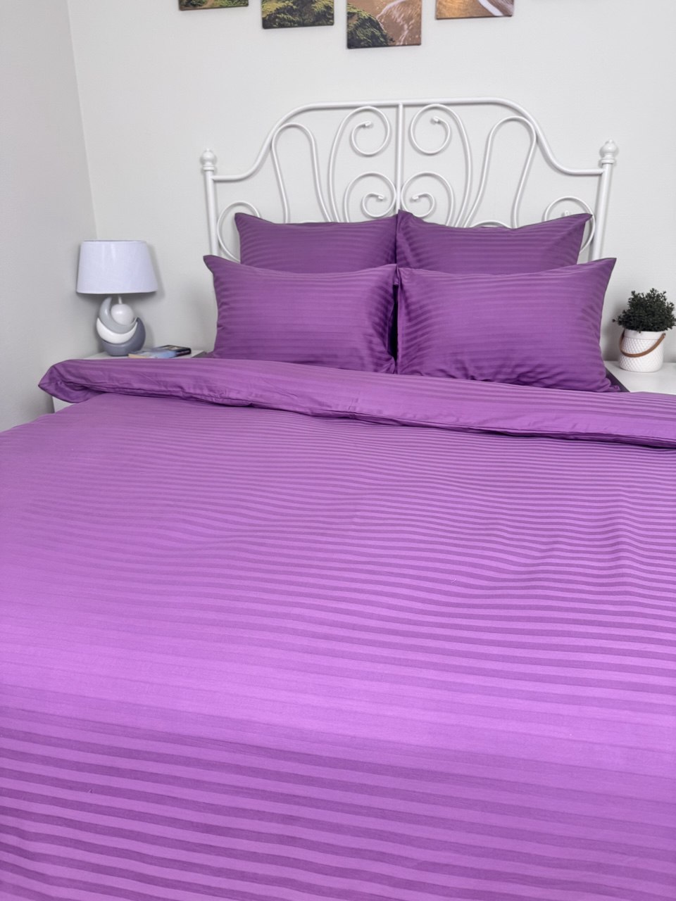 КПБ  страйп-сатин однотонный  Графитовая коллекция Реноме<Ss-007 Сливовый> 