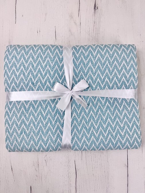 Плед Валенсия с бахромой Влади, белый мятный, ANTONIO