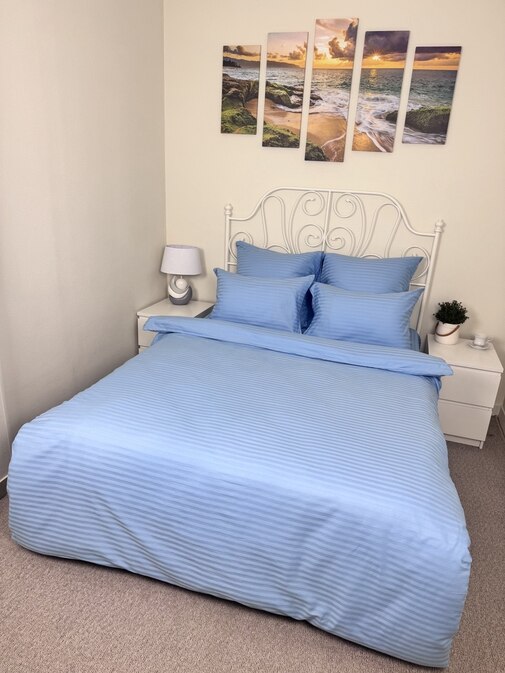 КПБ  страйп-сатин однотонный  Графитовая коллекция Реноме<Ss-004 Небесный> 