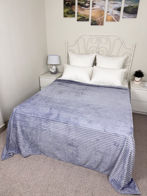 Плед однотонный жаккард Элит Реноме, 007 орризонте серебро