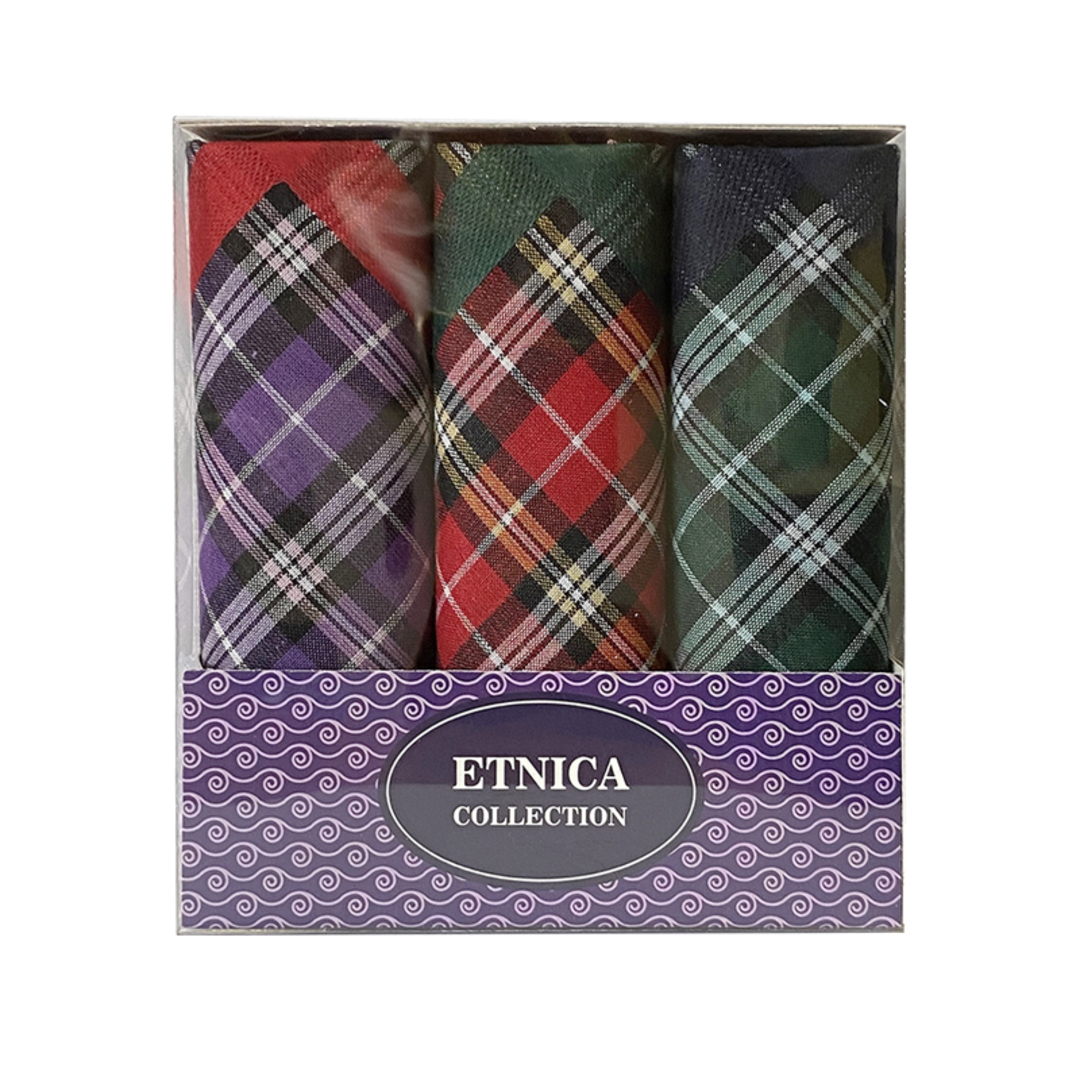 Платки носовые мужские подарочные упак 3шт. Пд71-8 Etnica collection
