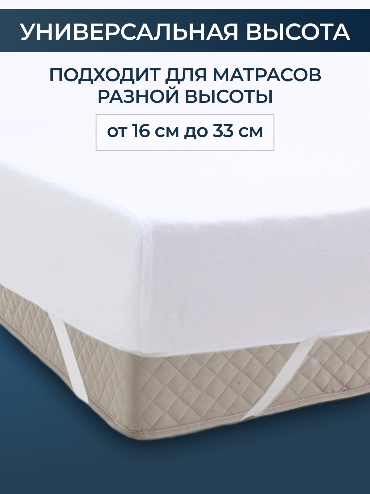 Наматрасник водонепроницаемый ДВОЙНАЯ фиксация Реноме