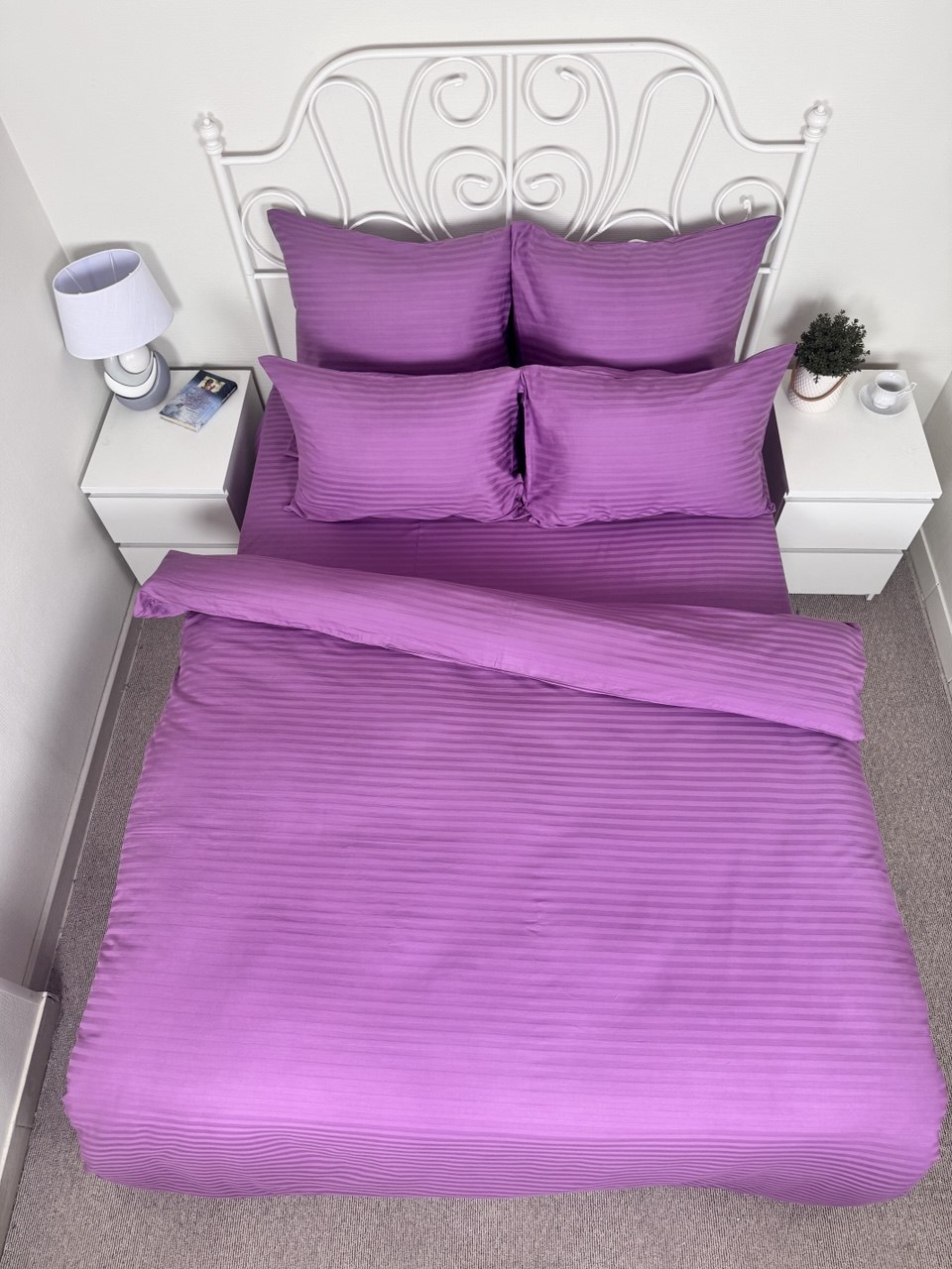 КПБ  страйп-сатин однотонный  Графитовая коллекция Реноме<Ss-007 Сливовый> 