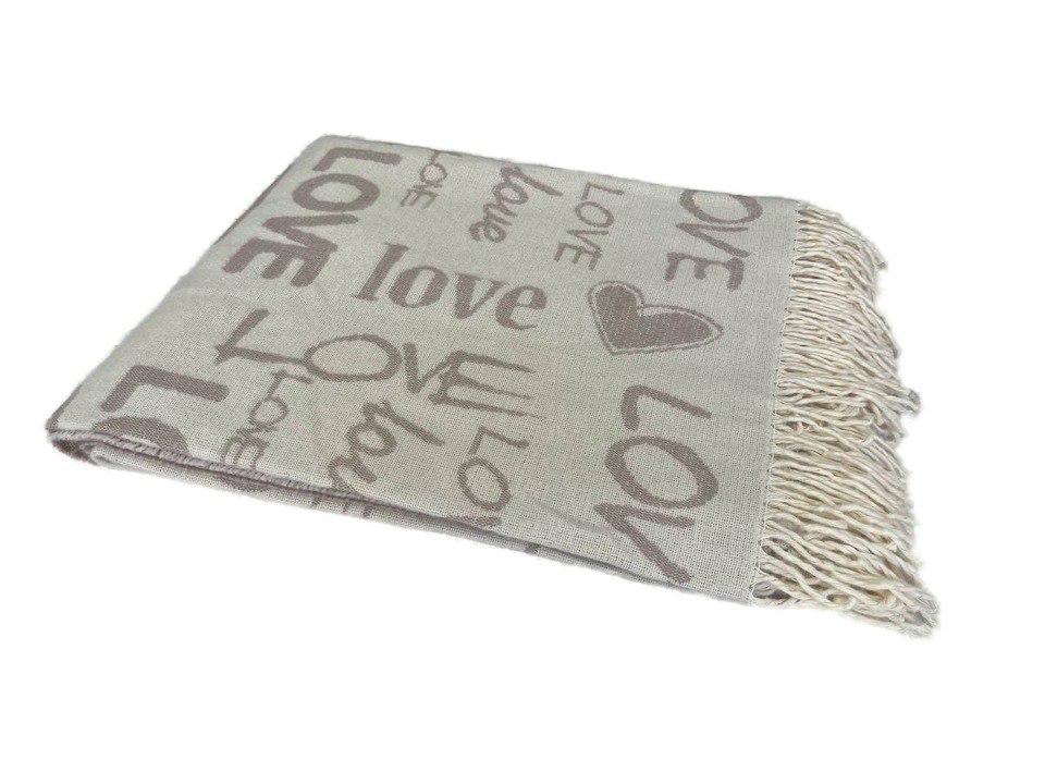 Плед Love жаккардовый Влади, белый-бежевый, 9050227