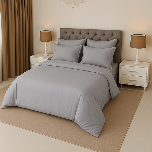 КПБ  сатин однотонный Темно-синяя коллекция Реноме<OS-010 Серый> 