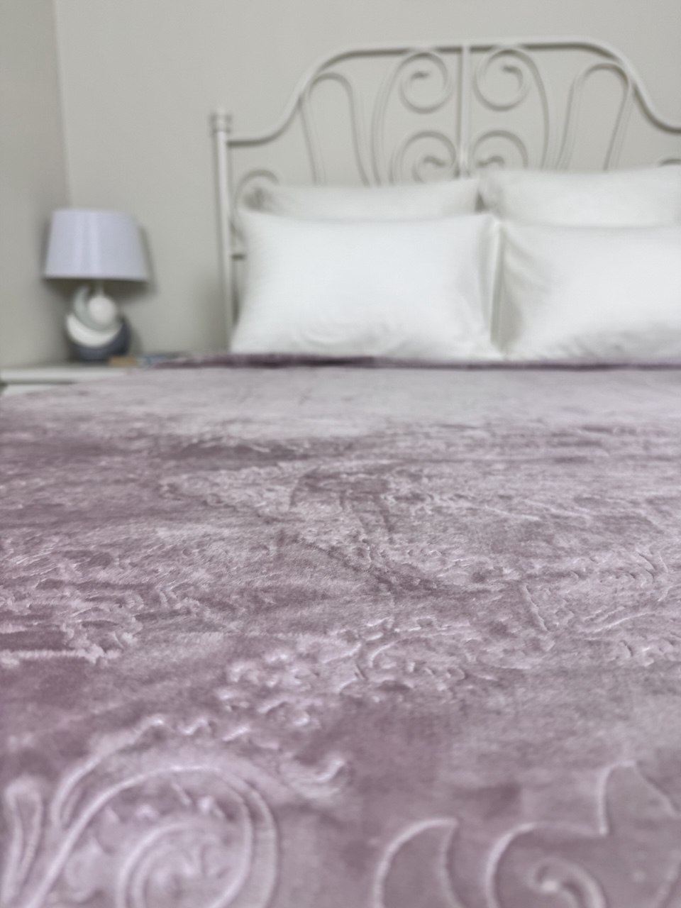 Плед однотонный жаккард в пакете Реноме, 042 вензель сухая роза