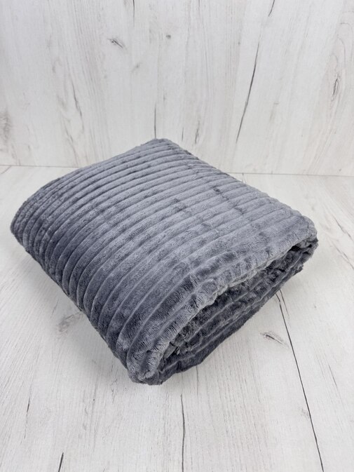 Плед однотонный жаккард в пакете Реноме, 006 орризонте стальной