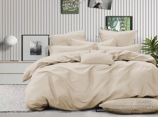 КПБ  микрофибра-страйп Pandora<№12-0304 Сливочно-молочный>