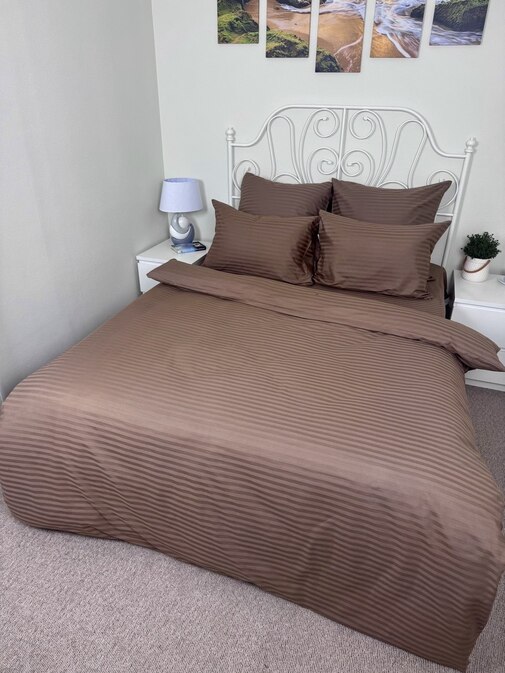 КПБ страйп-сатин однотонный Графитовая коллекция Реноме<Ss-002 Горький шоколад>