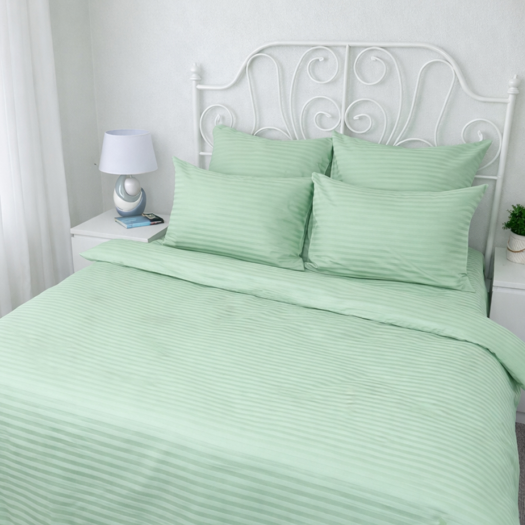 КПБ  страйп-сатин однотонный  Графитовая коллекция Реноме<Ss-005 Олива> 