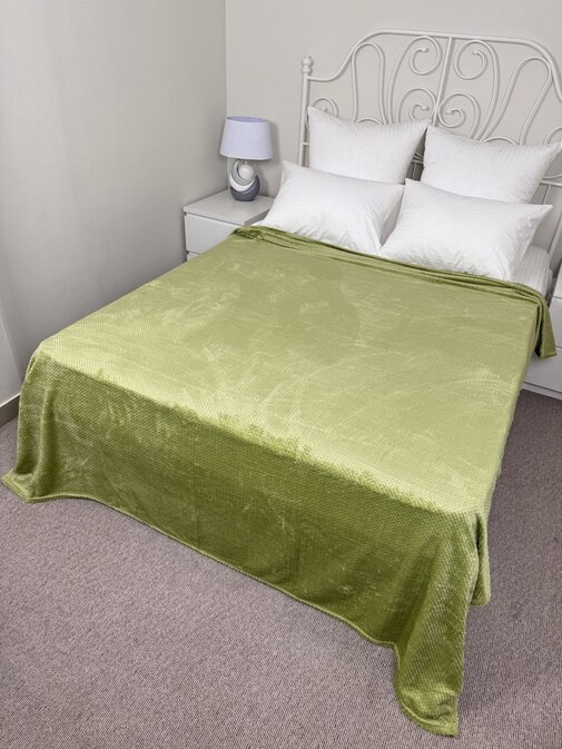 Плед однотонный жаккард в пакете Pinoli Реноме, PN-010 зеленый