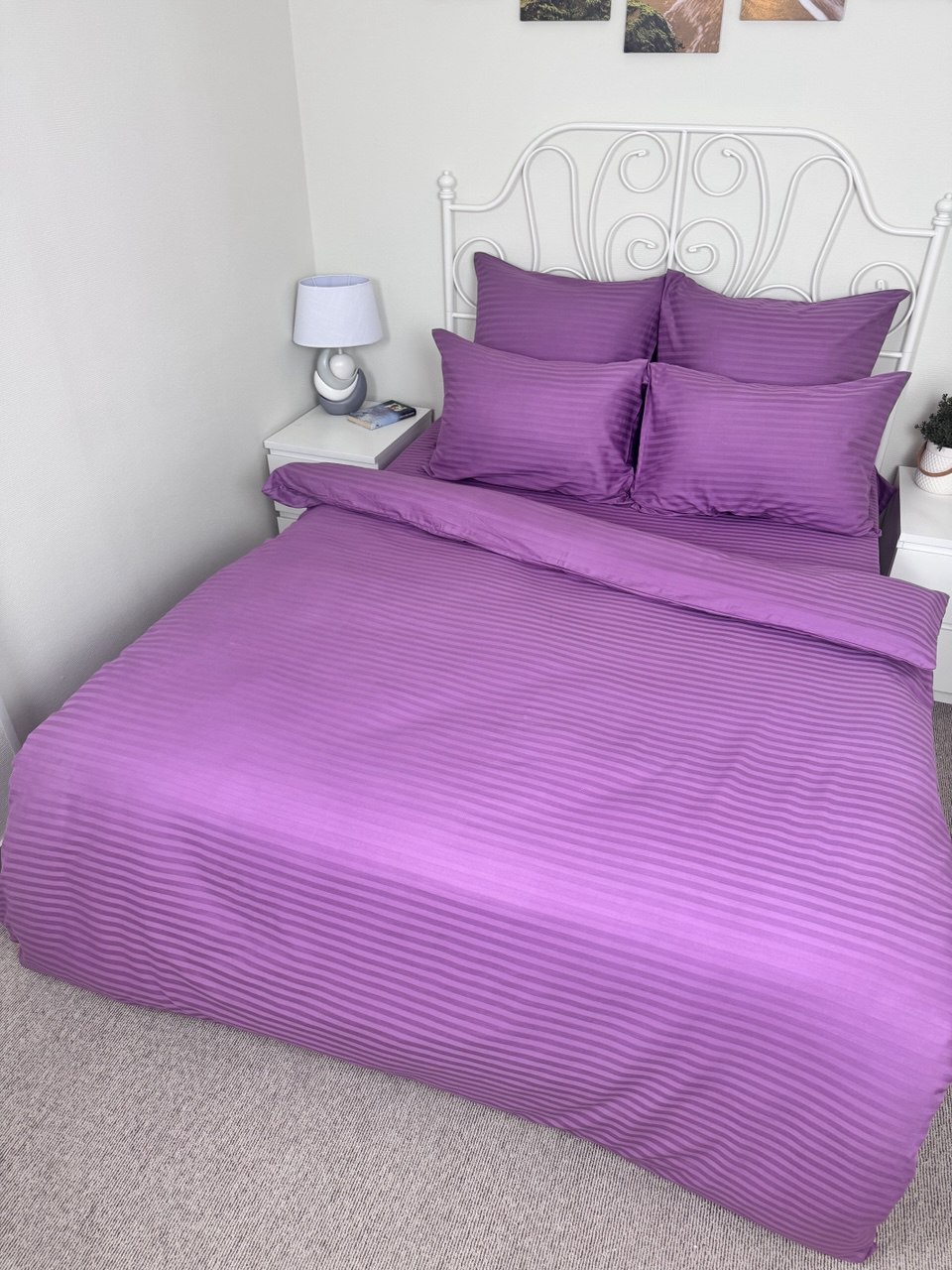 КПБ страйп-сатин однотонный Графитовая коллекция Реноме<Ss-007 Сливовый>