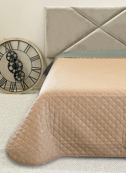 Покрывало окантованное микрофибра Viola, ПМ-112, хаки/охра