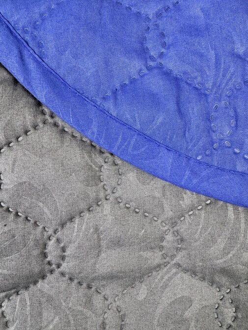 Покрывало окантованное микрофибра Viola, ПМ-110, графит/синий