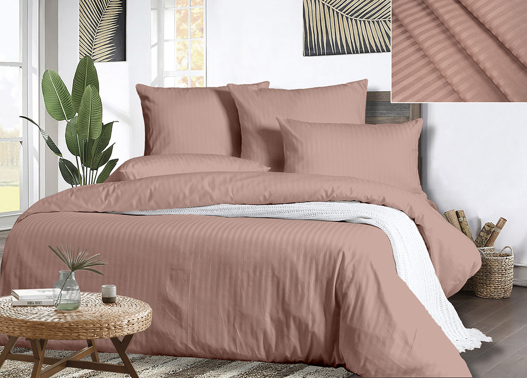 КПБ  страйп-сатин 4 наволочки Viola<СС-035 капучино Скидка Акция26>