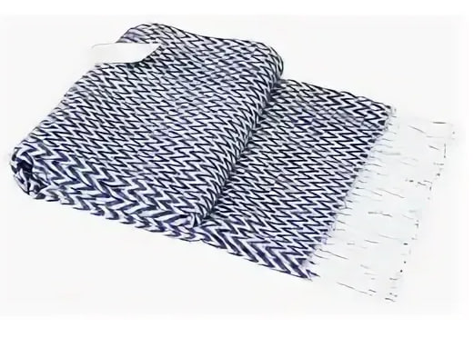 Плед Валенсия с бахромой Влади, белый/ темно-синий, ANTONIO