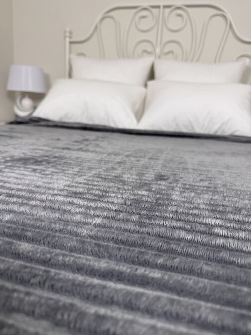 Плед однотонный жаккард в пакете Реноме, 006 орризонте стальной