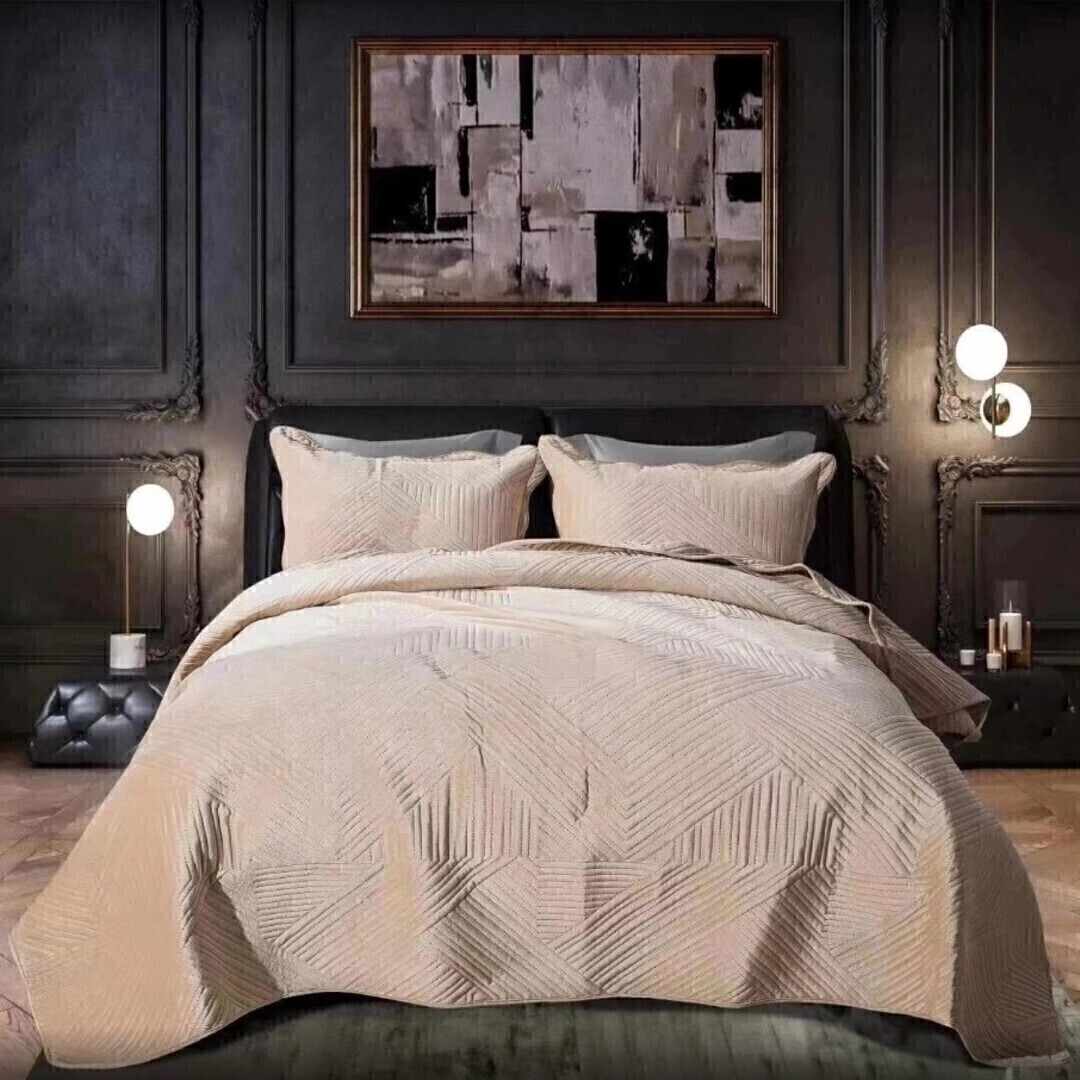 Покрывало велюровое с наволочками -2шт геометрия СД