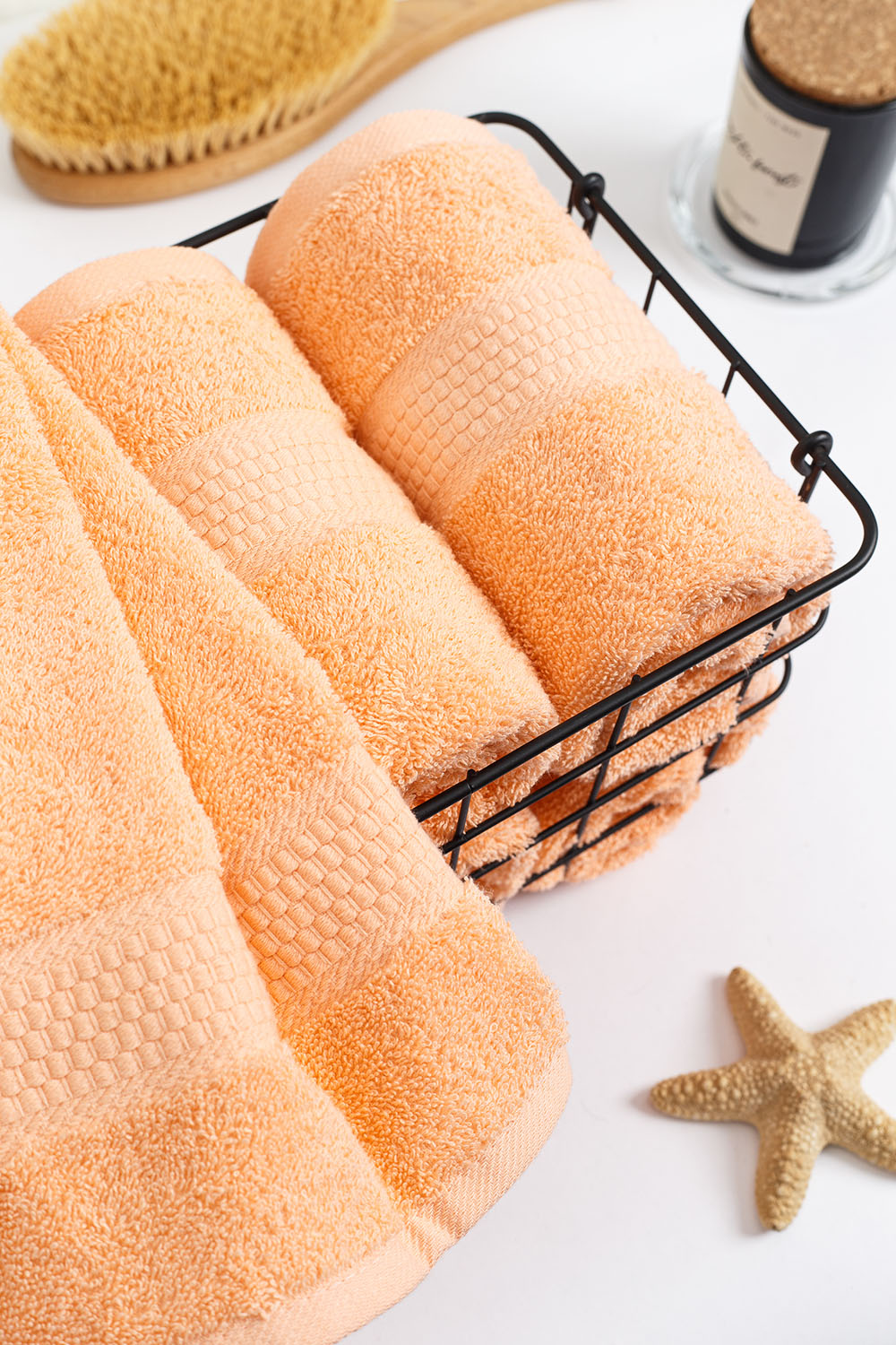 Полотенце махровое Соты 460гр/м2, 028 персик