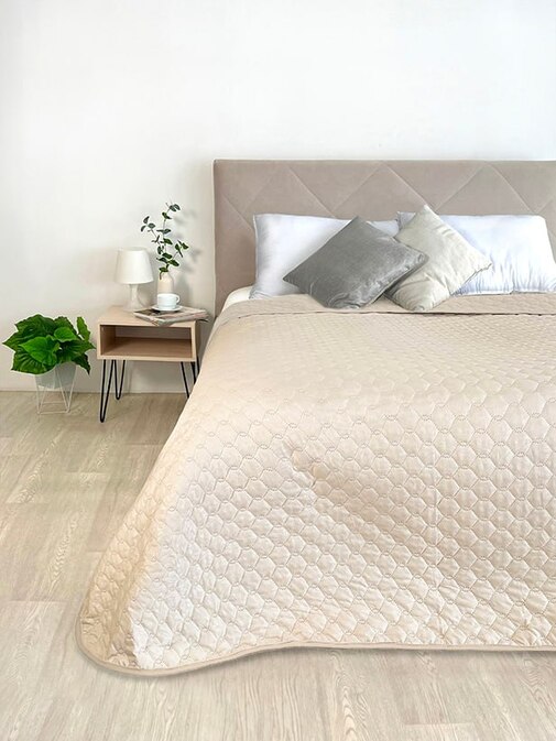 Покрывало окантованное микрофибра Viola, ПС, кремовый