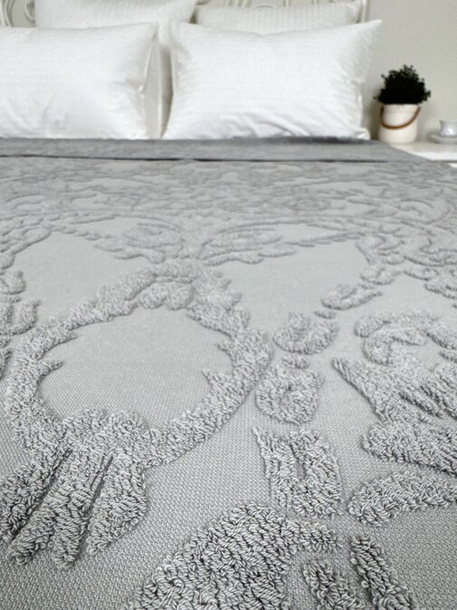 Покрывало махровое 22..421 7Я, 2210421, темно-серый