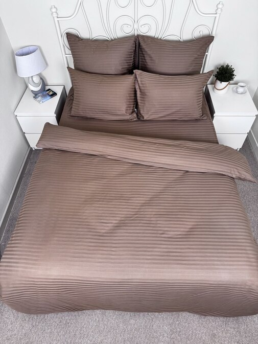 КПБ страйп-сатин однотонный Графитовая коллекция Реноме<Ss-002 Горький шоколад>