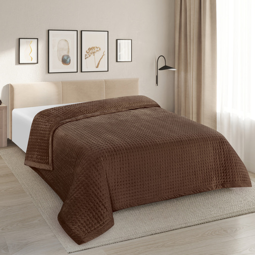 Покрывало ультрастеп Симона  двухстороннее велюровое Марианна, 91, шоколадный