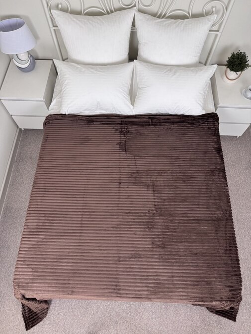 Плед однотонный жаккард в пакете Реноме, 004 орризонте шоколад