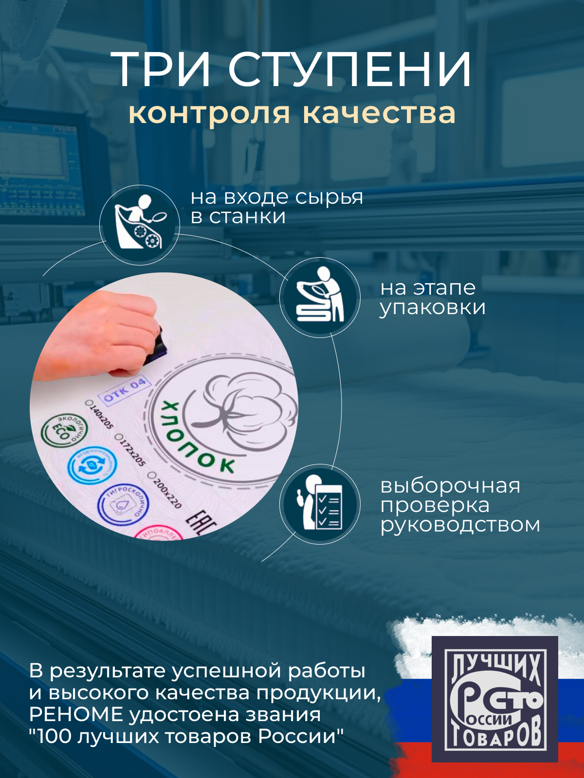 Подушка хлопок, заменитель лебяжьего пуха тк поплин ДВОЙНОЙ ЧЕХОЛ Реноме