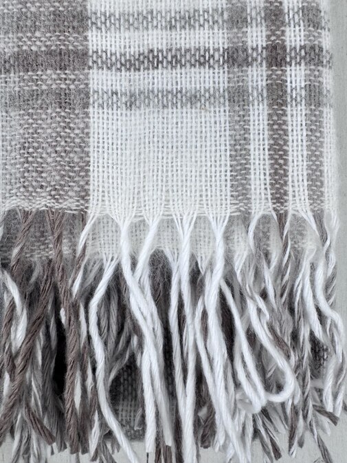 Плед Метро с бахромой Влади, белый-серый-коричневый, CANNY