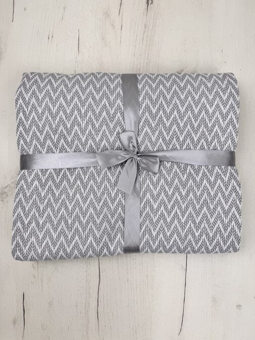 Плед Валенсия с бахромой Влади, белый дымчатый, ANTONIO