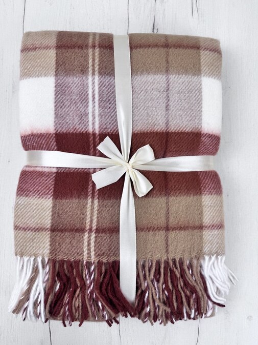 Плед Эльф с бахромой Влади, белый-бежевый-терракот, NOAH