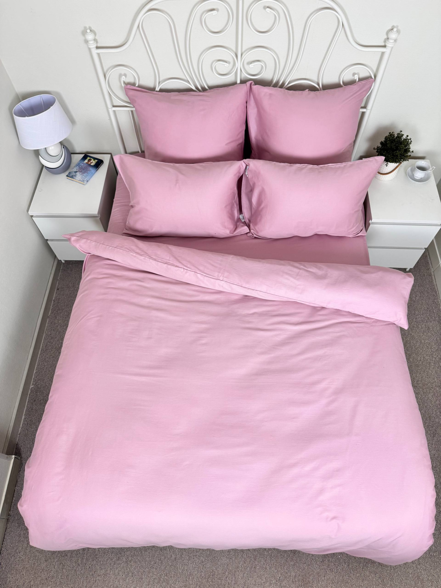 КПБ сатин однотонный Темно-синяя коллекция Реноме<OS-006 Пудрово-розовый>