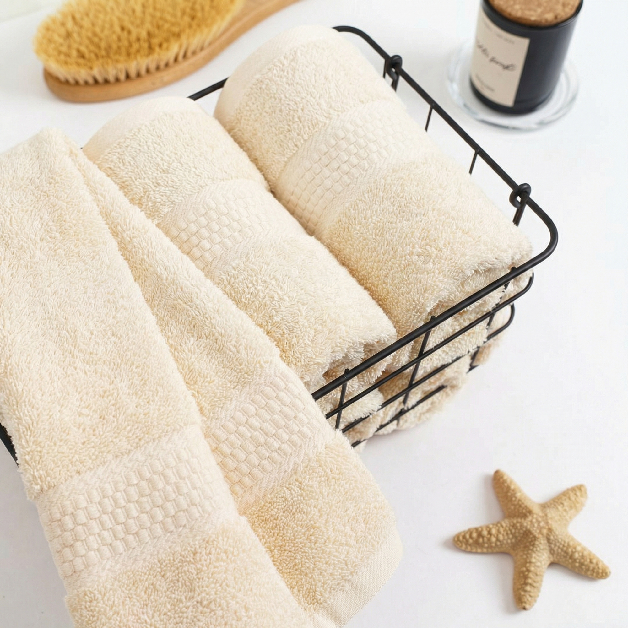 Полотенце махровое Соты 400гр/м2, 301 молочный