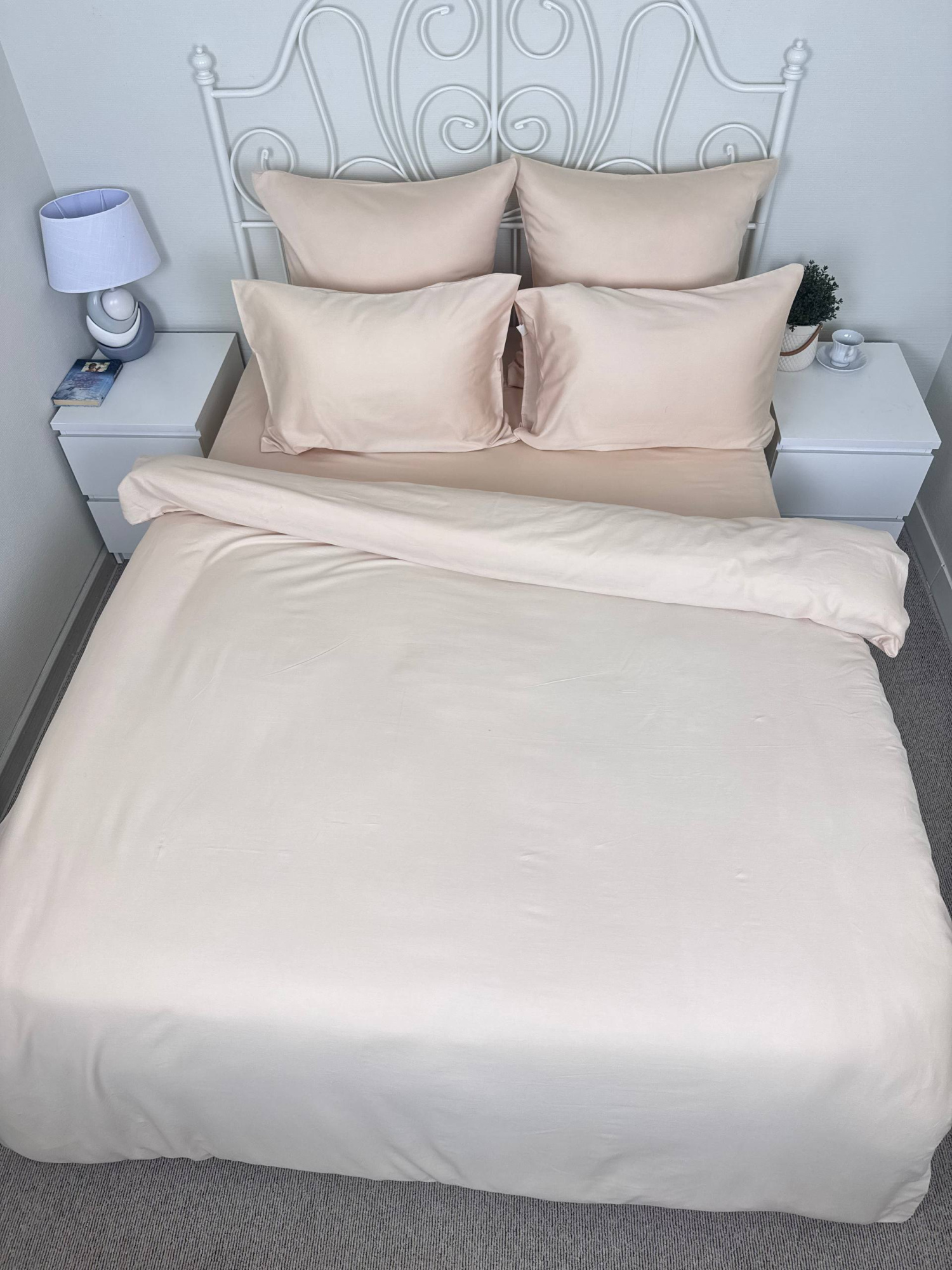 КПБ сатин однотонный Темно-синяя коллекция Реноме<OS-009 Бежевый>